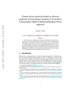 Climate-driven statistical models as effective predictors of local
  dengue incidence in Costa Rica: A Generalized Additive Model and Random
  Forest approach