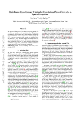 Multi-Frame Cross-Entropy Training for Convolutional Neural Networks in
  Speech Recognition
