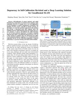 Degeneracy in Self-Calibration Revisited and a Deep Learning Solution
  for Uncalibrated SLAM
