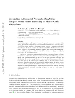 Generative Adversarial Networks (GAN) for compact beam source modelling
  in Monte Carlo simulations