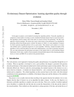 Evolutionary Dataset Optimisation: learning algorithm quality through
  evolution