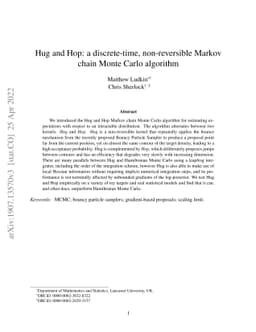 Hug and Hop: a discrete-time, non-reversible Markov chain Monte-Carlo
  algorithm