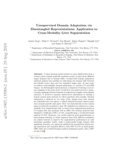 Unsupervised Domain Adaptation via Disentangled Representations:
  Application to Cross-Modality Liver Segmentation