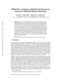 DROGON: A Trajectory Prediction Model based on Intention-Conditioned
  Behavior Reasoning