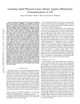 Learning-Aided Physical Layer Attacks Against Multicarrier
  Communications in IoT