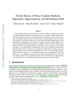On the Theory of Policy Gradient Methods: Optimality, Approximation, and
  Distribution Shift