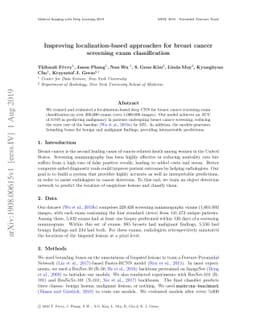 Improving localization-based approaches for breast cancer screening exam
  classification