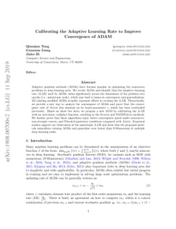 Calibrating the Adaptive Learning Rate to Improve Convergence of ADAM