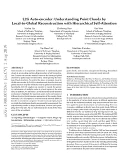 L2G Auto-encoder: Understanding Point Clouds by Local-to-Global
  Reconstruction with Hierarchical Self-Attention
