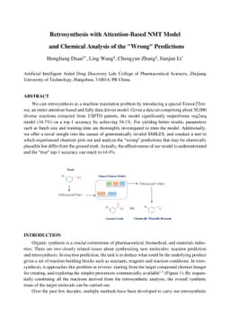 Retrosynthesis with Attention-Based NMT Model and Chemical Analysis of
  the "Wrong" Predictions