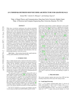 An Underparametrized Deep Decoder Architecture for Graph Signals