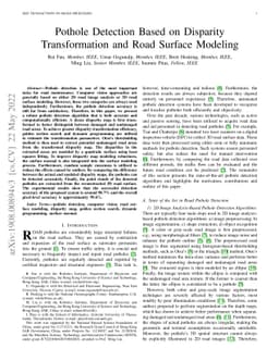 Pothole Detection Based on Disparity Transformation and Road Surface
  Modeling