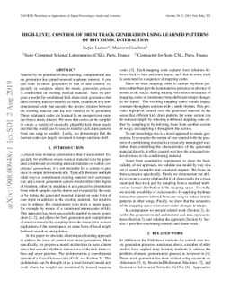 High-Level Control of Drum Track Generation Using Learned Patterns of
  Rhythmic Interaction