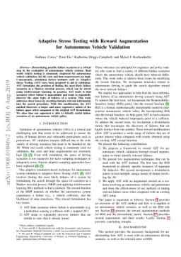 Adaptive Stress Testing with Reward Augmentation for Autonomous Vehicle
  Validation