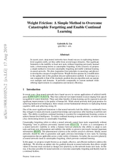 Weight Friction: A Simple Method to Overcome Catastrophic Forgetting and
  Enable Continual Learning