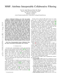 MMF: Attribute Interpretable Collaborative Filtering