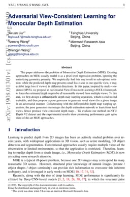 Adversarial View-Consistent Learning for Monocular Depth Estimation