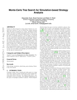 Monte-Carlo Tree Search for Simulation-based Strategy Analysis