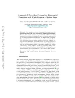 Automated Detection System for Adversarial Examples with High-Frequency
  Noises Sieve