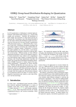 GDRQ: Group-based Distribution Reshaping for Quantization