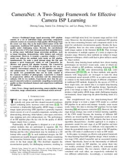 CameraNet: A Two-Stage Framework for Effective Camera ISP Learning