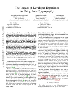 The Impact of Developer Experience in Using Java Cryptography