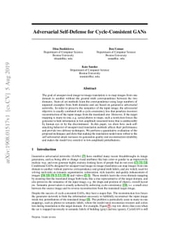 Adversarial Self-Defense for Cycle-Consistent GANs