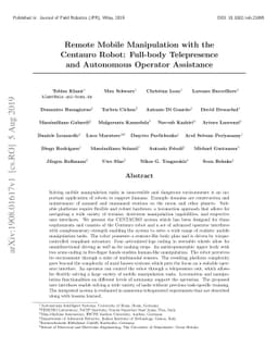 Remote Mobile Manipulation with the Centauro Robot: Full-body
  Telepresence and Autonomous Operator Assistance