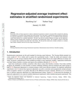 Regression-adjusted average treatment effect estimates in stratified
  randomized experiments