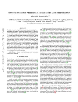 Acoustic Sounds for Wellbeing: A Novel Dataset and Baseline Results