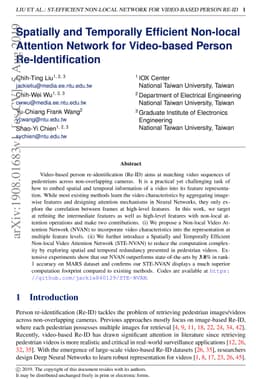 Spatially and Temporally Efficient Non-local Attention Network for
  Video-based Person Re-Identification