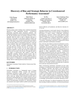 Discovery of Bias and Strategic Behavior in Crowdsourced Performance
  Assessment