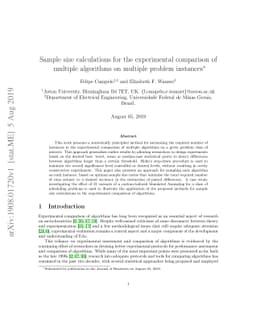 Sample size calculations for the experimental comparison of multiple
  algorithms on multiple problem instances