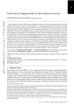 Hybrid Neural Tagging Model for Open Relation Extraction