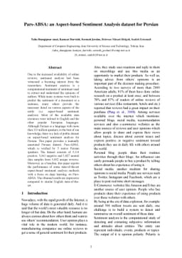 Pars-ABSA: an Aspect-based Sentiment Analysis dataset for Persian