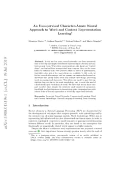 An Unsupervised Character-Aware Neural Approach to Word and Context
  Representation Learning