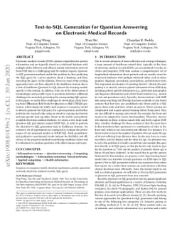 Text-to-SQL Generation for Question Answering on Electronic Medical
  Records