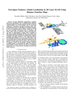 Free-Space Features: Global Localization in 2D Laser SLAM Using Distance
  Function Maps