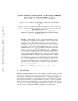 Model-based Convolutional De-Aliasing Network Learning for Parallel MR
  Imaging