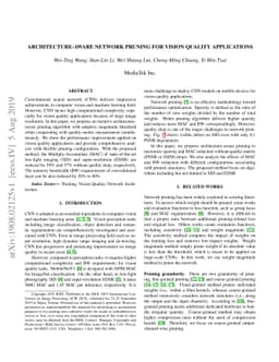 Architecture-aware Network Pruning for Vision Quality Applications
