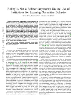 Robby is Not a Robber (anymore): On the Use of Institutions for Learning
  Normative Behavior