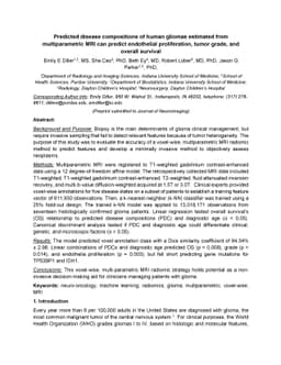 Predicted disease compositions of human gliomas estimated from
  multiparametric MRI can predict endothelial proliferation, tumor grade, and
  overall survival