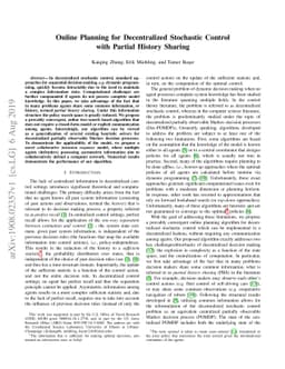 Online Planning for Decentralized Stochastic Control with Partial
  History Sharing