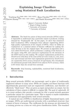 Explaining Image Classifiers using Statistical Fault Localization