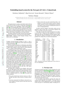 Embedding-based system for the Text part of CALL v3 shared task