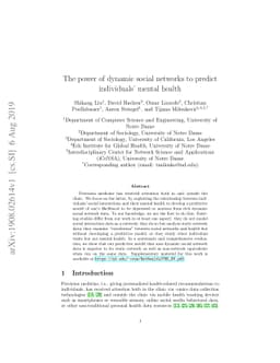 The power of dynamic social networks to predict individuals' mental
  health