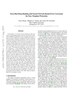 Zero-Shot Deep Hashing and Neural Network Based Error Correction for
  Face Template Protection