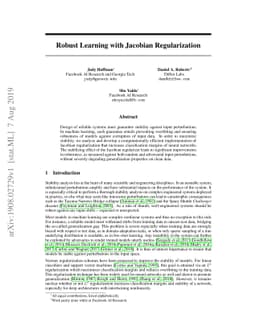 Robust Learning with Jacobian Regularization