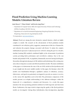 Flood Prediction Using Machine Learning Models: Literature Review