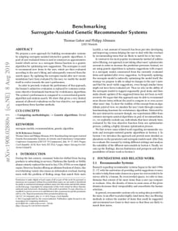 Benchmarking Surrogate-Assisted Genetic Recommender Systems